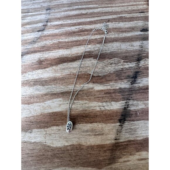 Kendra Scott Silver Elisa Necklace With Blue Opal Pendant - Picture 7 of 7